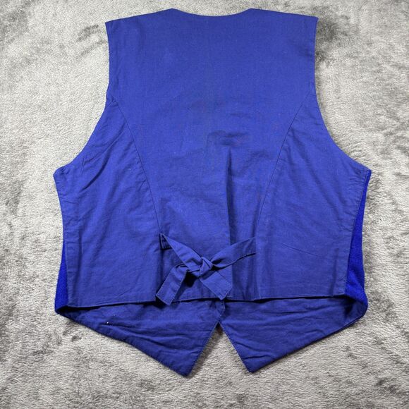 Vintage Women Christmas Vest Wool Embroidered Snowman Tree Y2K 90s Blue Med J111 - Picture 4 of 8